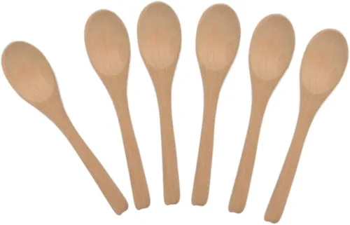 Vista 4 de Cuchara de madera pequeña hecha a mano con cucharadita de miel, condimento, café, té, azúcar, sal, mermelada, mostaza, helado, cucharas de bambú