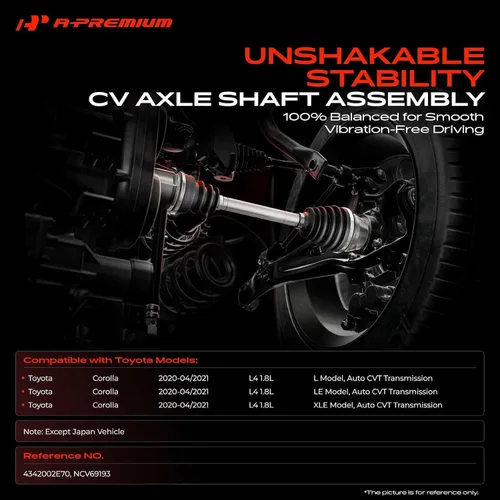 Vista 2 de A-Premium Juego de eje de transmisión compatible con Toyota Corolla L LE XLE 2020-2021 1.8L, transmisión automática CVT, lado del conductor