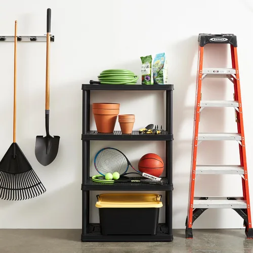 Vista 8 de Gracious Living Unidad de almacenamiento de 4 estantes de altura fija de servicio medio, 14 x 32 x 54.5 pulgadas, sistema organizador para el hogar