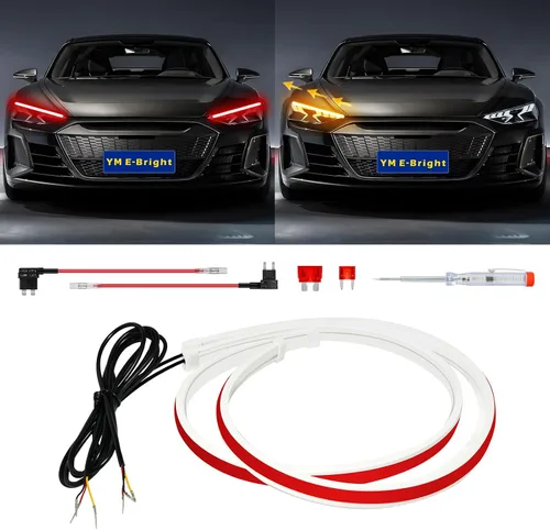 Vista 7 de YM E-Bright Tira de Luces LED de Señal de Giro Secuencial Intermitente Indicador de Conducción Diurna DRL para Coches SUV Motocicleta Impermeable