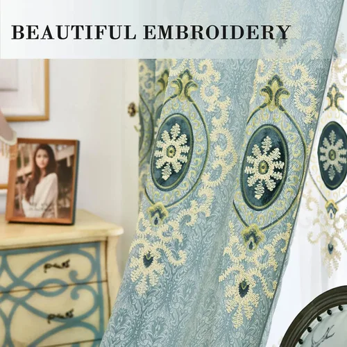 Vista 2 de VOGOL Cortinas/Cortinajes/Paneles/Tratamientos Personalizados Simples de Chenilla Jacquard Opacas Elegancia para Ventana para Dormitorio Sala