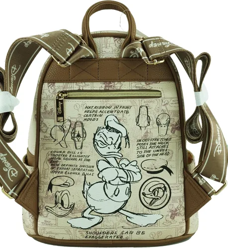 Vista 4 de Wondapop Disney Donald Duck - Mini mochila de piel vegana de 11 pulgadas, Beige, Donald