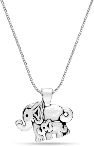 Vista 2 de LeCalla Collar de plata de ley 925 con colgante de elefante de buena suerte con diseño de animales de buena suerte, regalo de joyería para mujeres