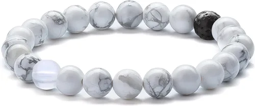 Vista 14 de Pulsera elástica Hamoery con cuentas naturales de ojo de tigre de 8 mm, para mujer y hombre Juego de 2 piezas 1-21018