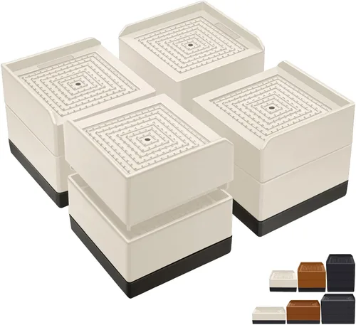 Vista 13 de ANNKUT Elevadores de Cama de 1.5 pulgadas, Bloques Elevadores Cuadrados Ajustables para Cama, Sofá, Mesa y Elevación de Sofá, Soporte de Trabajo