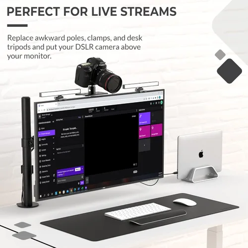 Vista 4 de HumanCentric Montura para Monitor DSLR Pequeña, Montaje de Cámara de Escritorio, Luz para Webcam, Estante para Micrófono para Brazo VESA de Monitor
