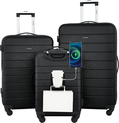 Vista 11 de Wrangler Portavasos inteligente para equipaje y puerto USB, color verde azulado, juego de 2 piezas, Negro, Juego de 2 piezas