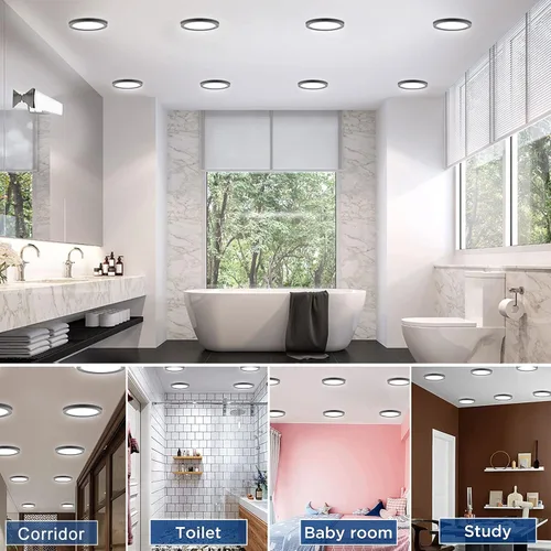 Vista 7 de Luces de Techo de 7 Pulgadas Montaje al Ras Ultra Delgadas 0.63'' de Grosor Redondas Planas Lámparas de Techo 5000K Luz de Día LED Luz de Techo