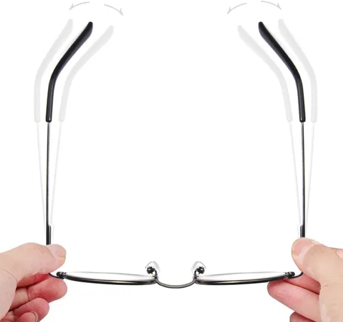 Vista 8 de Gafas de lectura redondas con marco de metal con bisagra de resorte (negro, plateado y plomo)