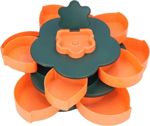 Vista 6 de Bandeja para servir aperitivos, caja de almacenamiento de aperitivos en forma de flor con tapa, contenedor multifunción de gran capacidad