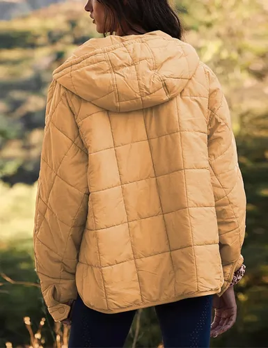 Vista 5 de Fiona Jolin Chaqueta acolchada para mujer, ligera, de gran tamaño, con capucha, abrigos, abrigos, ropa de abrigo
