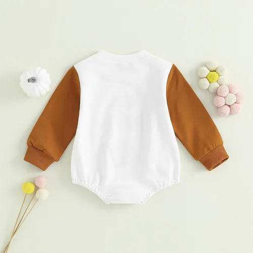 Vista 3 de Sudadera de otoño para bebé niña, mameluco con letras bordadas, overol grande a juego para recién nacido, ropa de invierno