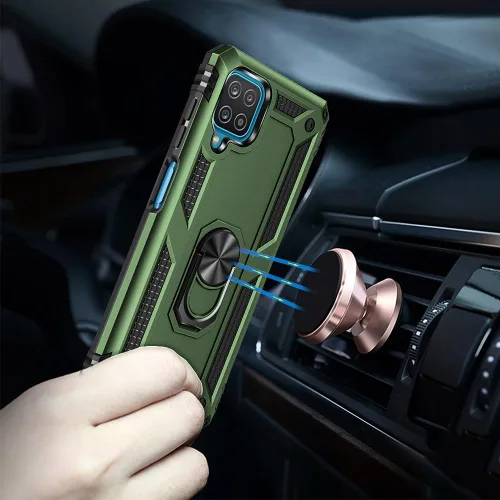 Vista 6 de Funda para Samsung Galaxy A12, Samsung A12 con protector de pantalla HD, [grado militar de 16 pies probada en caídas], anillo protector a prueba