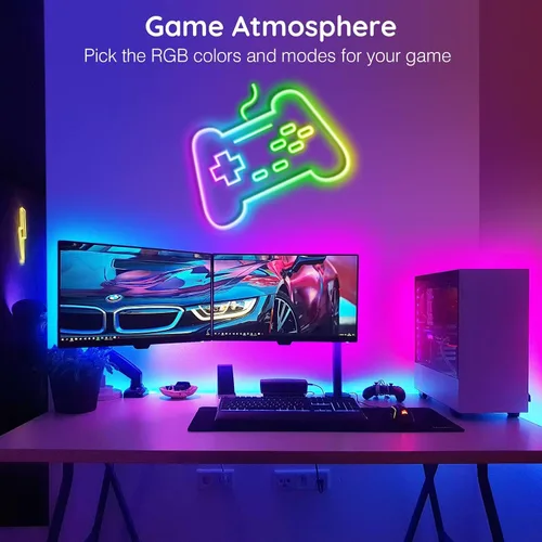 Vista 2 de LETIANPAI Luces de Cuerda de Neón de 15 Pies, Luces de Cuerda LED Flexibles con Control por App/Control Remoto, Múltiples Modos de Sincronización
