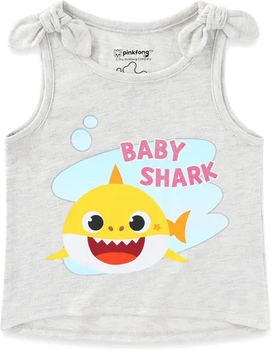 Vista 2 de Nickelodeon Baby Shark - Conjunto de camiseta, camiseta sin mangas y pantalones cortos para bebés y niños pequeños, rosa, azul o multicolor