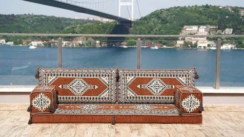 Vista 2 de Cojines de asiento de piso árabe individuales, sofá árabe Majlis, rincón de lectura, sofá biplaza, sofá de un solo piso, almohadas de piso otomano
