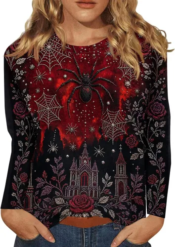 Vista 26 de Camisetas de manga larga para mujer, blusas elegantes y casuales con cuello redondo para mujer #00-Beige