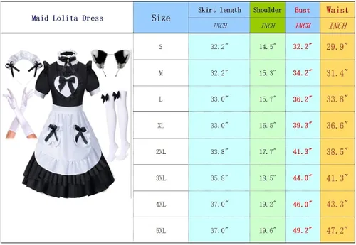 Vista 5 de Elibelle Disfraz de anime japonés clásico Sissy Maid Sweet Kawaii de corazón para cosplay, guantes peludos con orejas de gato