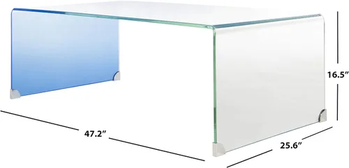 Vista 3 de Safavieh Home Crysta Mesa de centro de cristal transparente y azul Ombre