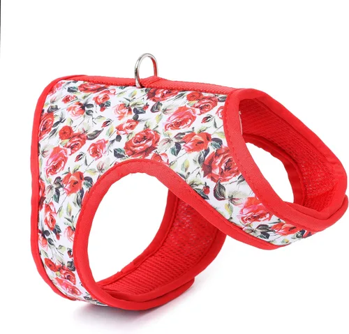 Vista 22 de Mile High Life Arnés para perro, chaleco floral de malla de aire para perros y gatos pequeños de 20 libras, fácil de poner, cierre fácil ajustable