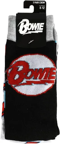 Vista 5 de Bioworld David Bowie Ziggy Stardust Music Icon - Calcetines casuales unisex para hombre, paquete de 3, Negro