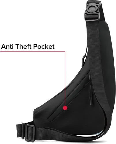 Vista 2 de Maymooner Bolso bandolera pequeño para hombres y mujeres, ligero, antirrobo, una correa, bolso casual para el pecho, mochila delgada