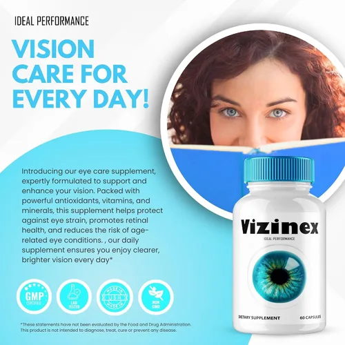 Vista 5 de Vizinex - Cápsulas de suplementos para la salud ocular, píldoras de vitaminas oficiales Vizinex para ojos, extra fuerte, todo natural