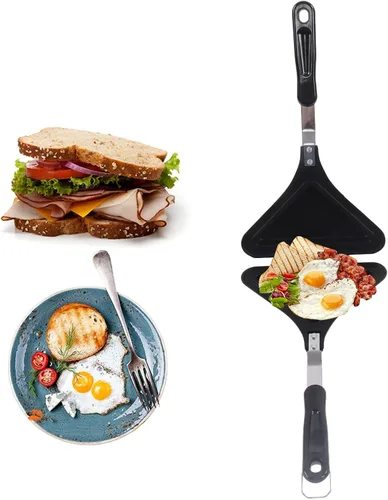 Vista 8 de Butty Maker, doble cara rectangular forma butty pan con asa, multifuncional antiadherente a la parrilla panini maker, para cocina y hogar, 13 4 x 7