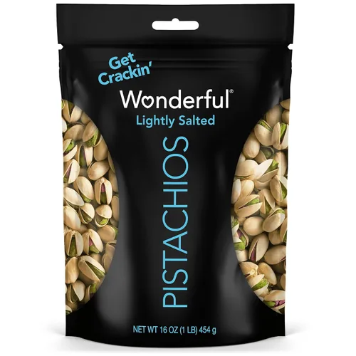 Vista 5 de Wonderful Pistachios In-Shell - Nueces sin sal, bolsa resellable de 16 onzas, aperitivos de proteínas, sin gluten, aperitivos saludables para adultos