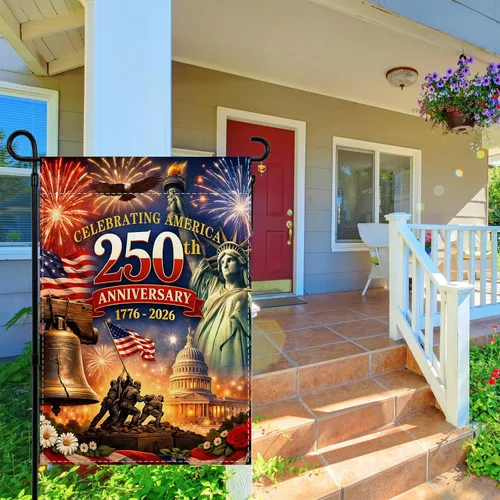 Vista 3 de Bandera de jardín de Estados Unidos del 250 aniversario 1776-2026, decoración de 250 años de cumpleaños, decoración y suministros para fiestas