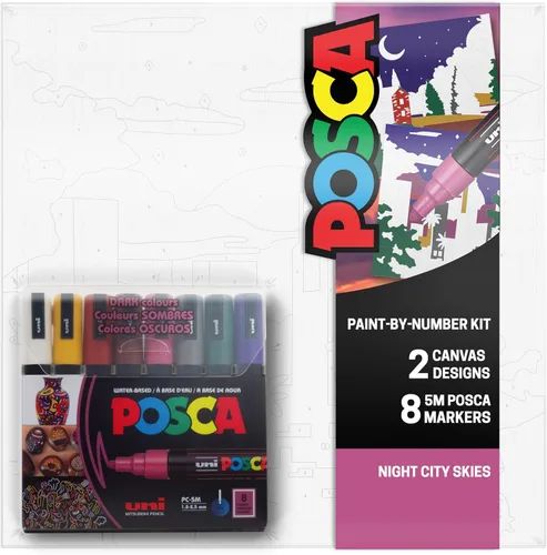 Vista 12 de POSCA® Kit de lienzo de pintura por número con 8 marcadores de pintura PC Boho