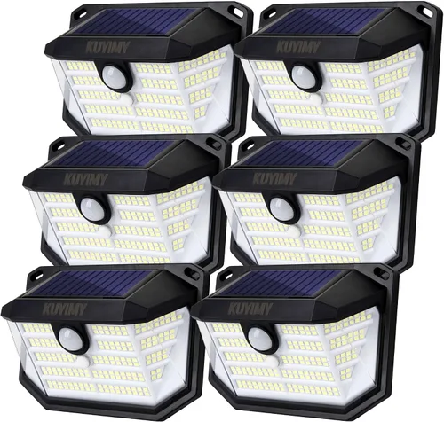 Vista 9 de Luces solares para exteriores, 230 LED con sensor de movimiento y 3 modos, impermeabilidad IP65, luz de ángulo amplio de 270°, luces de pared