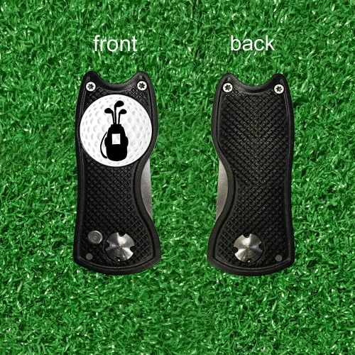 Vista 5 de Myartte Herramienta de reparación Divot de golf, herramienta plegable Divot, cuchilla de acero inoxidable con 2 piezas desmontables de marcador
