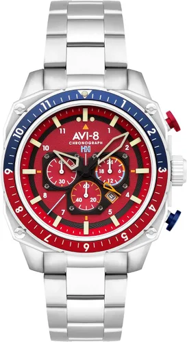 Vista 17 de AVI-8 Hawker Hunter AV-4100 - Reloj de cuarzo japonés para hombre con esfera de 1.693 in con correa de cuero