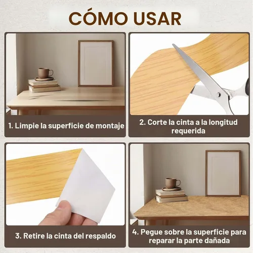 Vista 5 de PATIKIL Cinta de Veta de Madera de 2 pulgadas x 32 pies, Cinta de Reparación de Textura de Madera Autoadhesiva, Parche de Efecto de Madera Realista