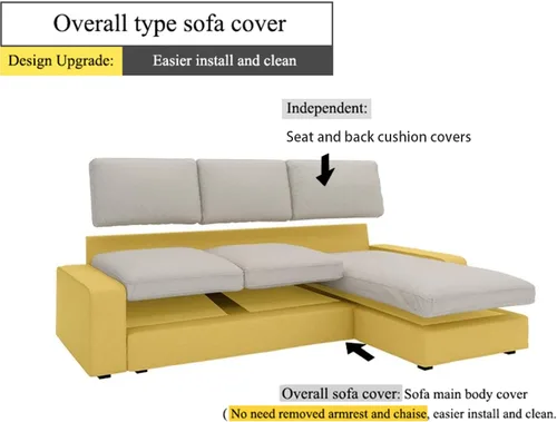 Vista 3 de Funda de sofá para IKEA Kivik 3 asientos con diván, sofá de 125.2 pulgadas