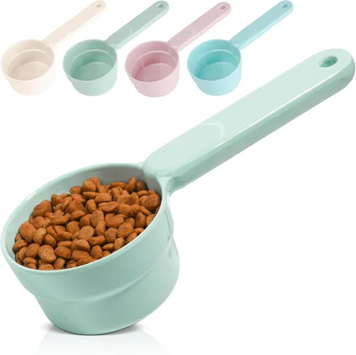 Vista 12 de Pala de melamina para comida de mascotas, tazas medidoras para comida de gato, pala de mango largo y cómodo para comida de perro, gato, hurón y Azul