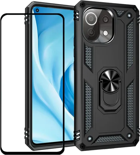 Vista 8 de Funda para Xiaomi POCO X3 NFC /X3 Pro con protector de pantalla, armadura de protección militar híbrida resistente a prueba de golpes, funda Negro