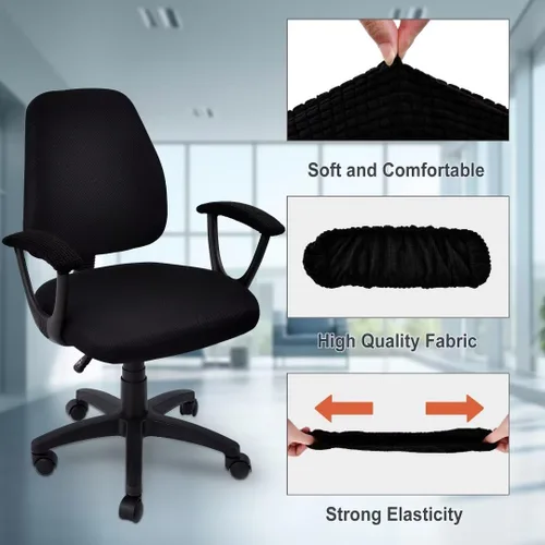 Vista 2 de SARAFLORA Funda para silla de oficina, elástica, resistente a las manchas, de elastano, para silla de computadora, para sillas de escritorio, brazo