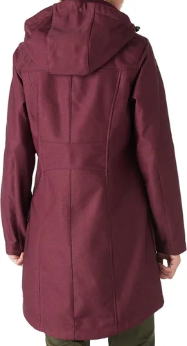 Vista 2 de Outdoor Ventures Chaqueta larga Softshell para mujer con capucha extraíble aislada, abrigo de invierno impermeable con forro polar cálido