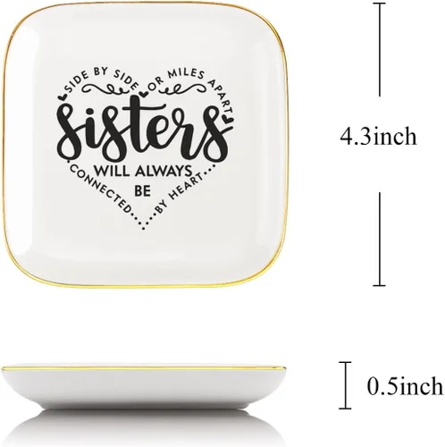 Vista 2 de To My Sister Saying - Bandeja decorativa para anillos de cerámica, para hermana hermano, regalo único de cumpleaños, Navidad, regalo significativo
