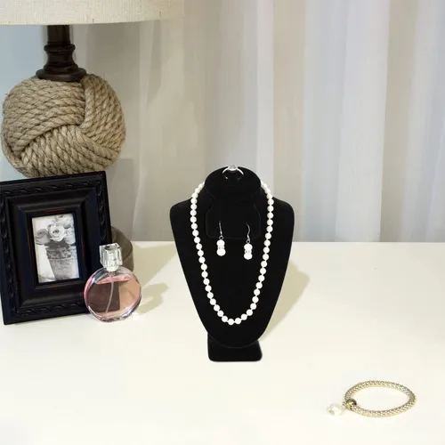 Vista 7 de Mooca Pequeña combinación de collar anillo y busto de pendiente collar de cadena de joyería busto soporte de exhibición collar de terciopelo collar