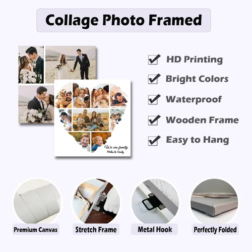 Vista 6 de LZIMU Impresiones en lienzo de collage con tus fotos, multiimágenes personalizadas para pared, collage personalizado, regalos de fotos, decoración