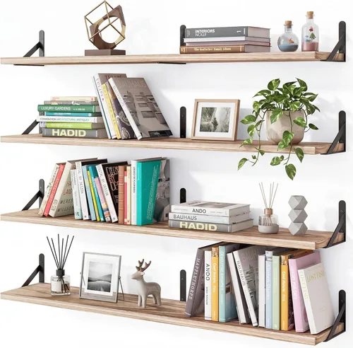 Vista 8 de YGEOMER Estantes flotantes para pared, estantes de pared negros de diferentes tamaños para sala de estar, baño, dormitorio, cocina, decoración