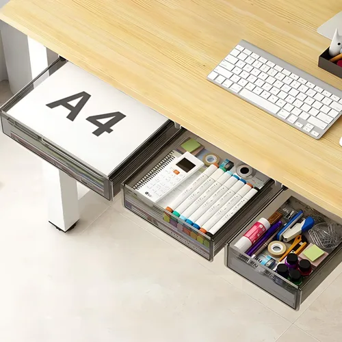 Vista 8 de SVNNELP Organizador de Almacenamiento de Cajón de Mesa Bajo el Escritorio, Paquete de 2 Cajones de Escritorio Deslizables Grandes y Medianos