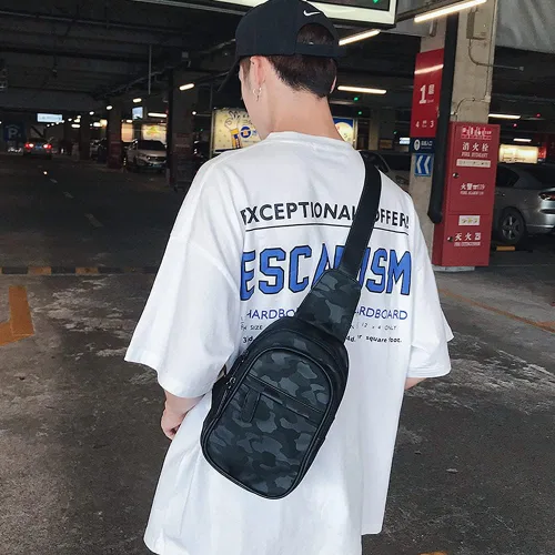 Vista 7 de Los hombres Mini Sling Bag Nylon Watherproof Desequilibrio Pequeño Pecho Hombro Bolsas Casual Crossbody Bolso, Negro