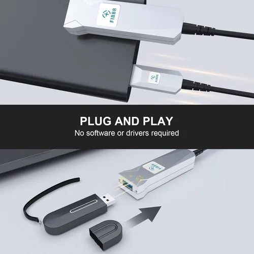Vista 4 de Cable de extensión USB 3.0 de fibra óptica de 16.4 ft, cable USB largo macho a hembra, cable extensor de 5 Gbps de alta velocidad, para robot
