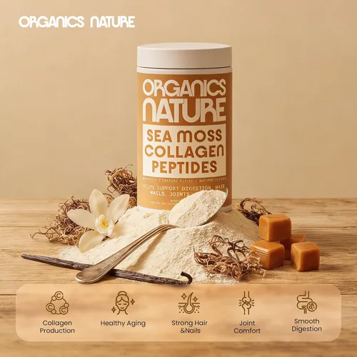Vista 7 de ORGANICS NATURE Polvo de péptidos de colágeno con sabor a caramelo de vainilla y musgo marino irlandés Colágeno hidrolizado de origen natural
