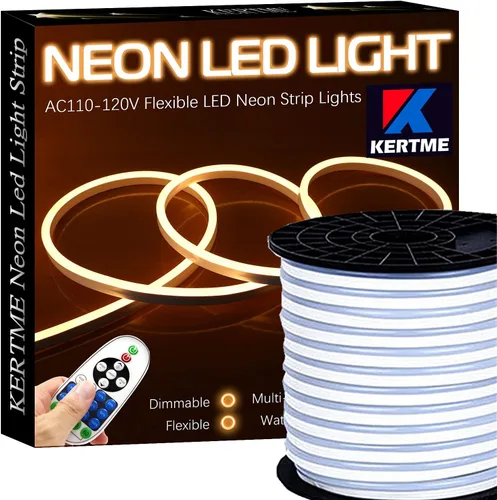 Vista 13 de Tira de luces LED de neón tipo AC 110-120V, tira de luz de neón LED flexible/impermeable/regulable/multimodos + control remoto de 23 teclas