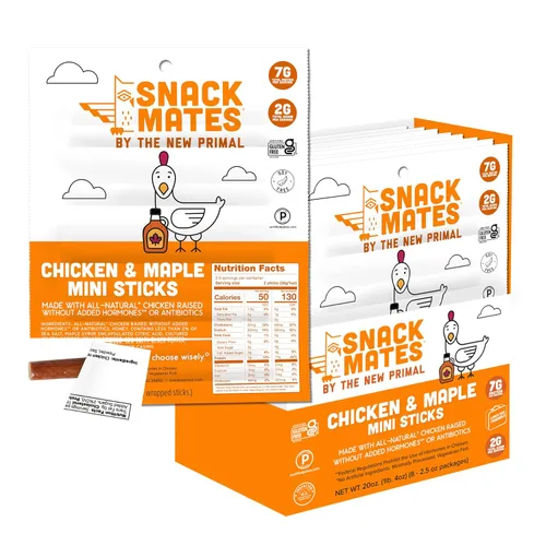 Vista 11 de New Primal Snack Mates Mini Chicken Stick Variety, tres sabores, 15
